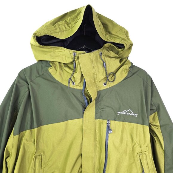 Eddie Bauer Weather Edge 365 Olive Green Color Block Waterproof Hooded Jacket - Picture 5 of 12